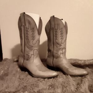 Cowboy boots silver blue reg heal no spur shelf